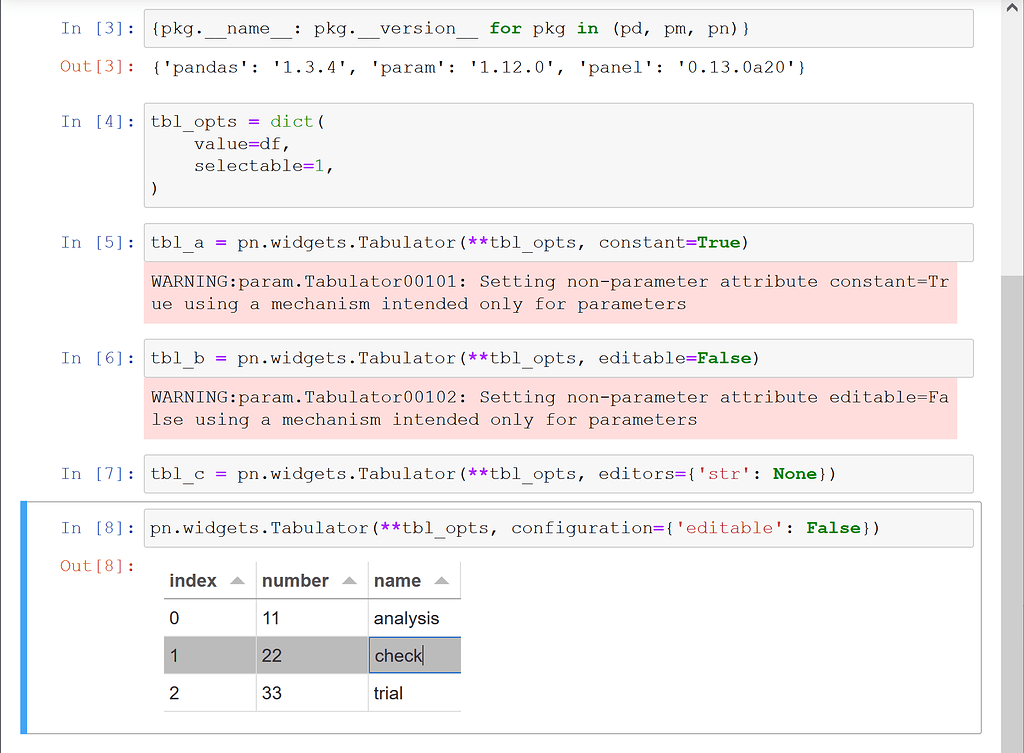 How do I make a Tabulator readonly? Panel HoloViz Discourse